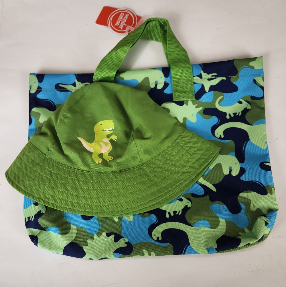 Wonder Nation Dinosaur Pool Beach Swim Bag/Hat set